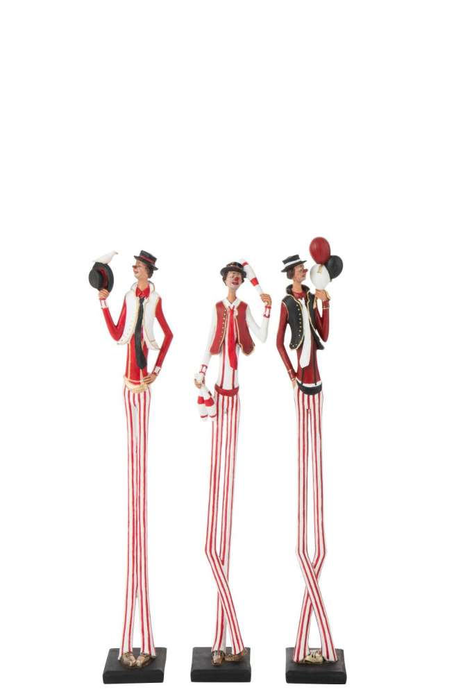 CLOWN GIANT POLYRESIN MULTICOLORED SMALL ASSORTMENT OF 3