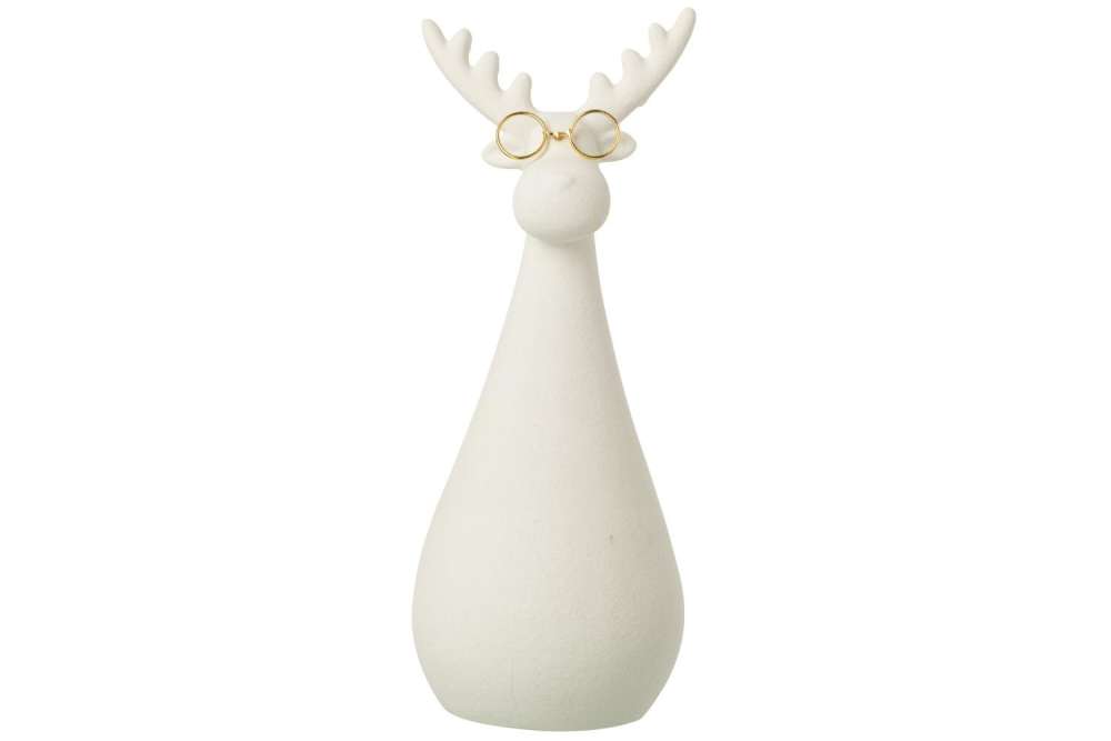 REINDEER GLASSES PORCELAIN WHITE/GOLD COLORED LARGE