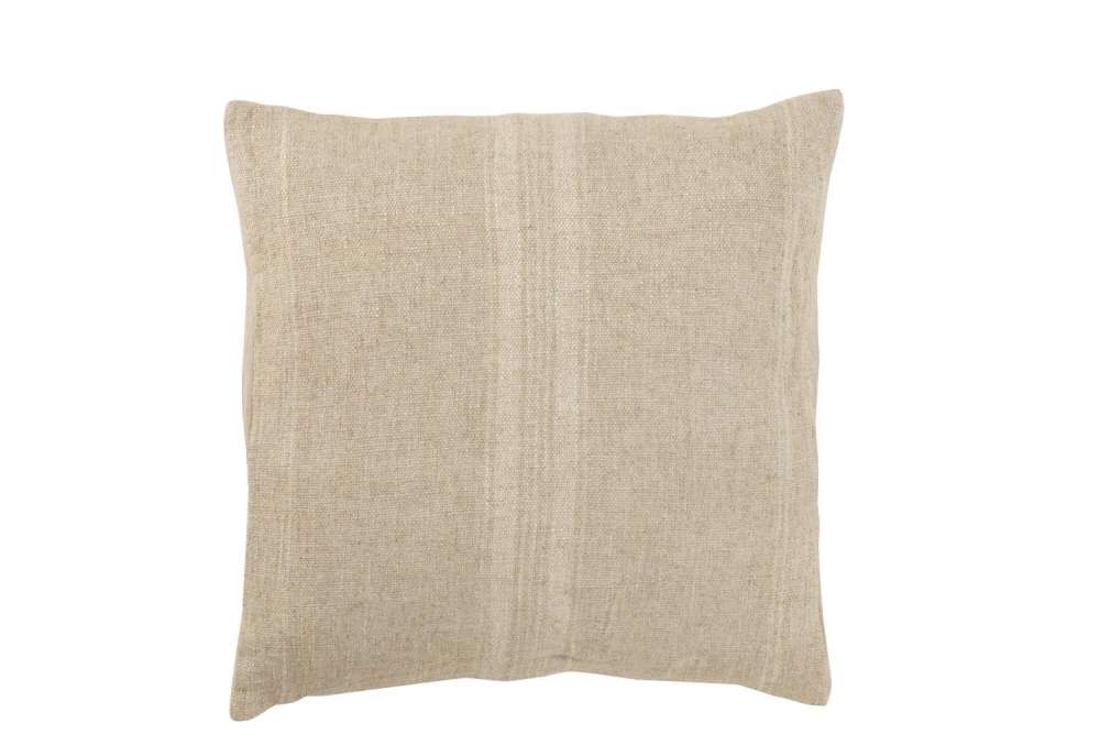 CUSHION STRIPES LINEN BEIGE SQUARE