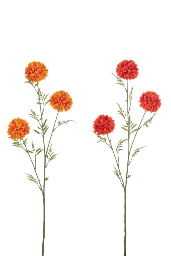 BALL MUM SPRAY ARTIFICIAL ORANGE MIX ASSORTMENT OF 2