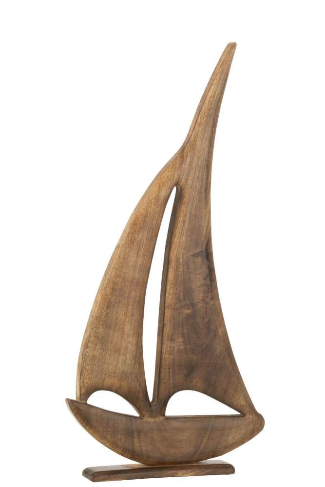 BOAT ON BASE MANGO WOOD DARK BROWN LARGE