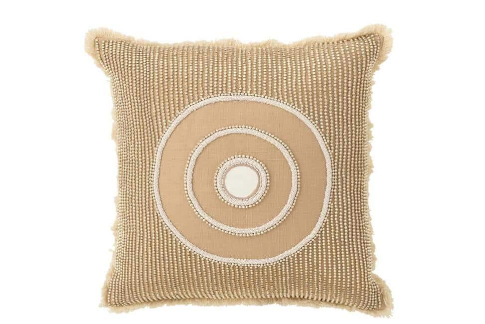 CUSHION CIRCLE IBIZA COTTON WHITE/BEIGE