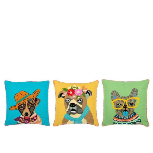 CUSHION DOG COTTON/POLYESTER MIX ASSORTMENT OF 3