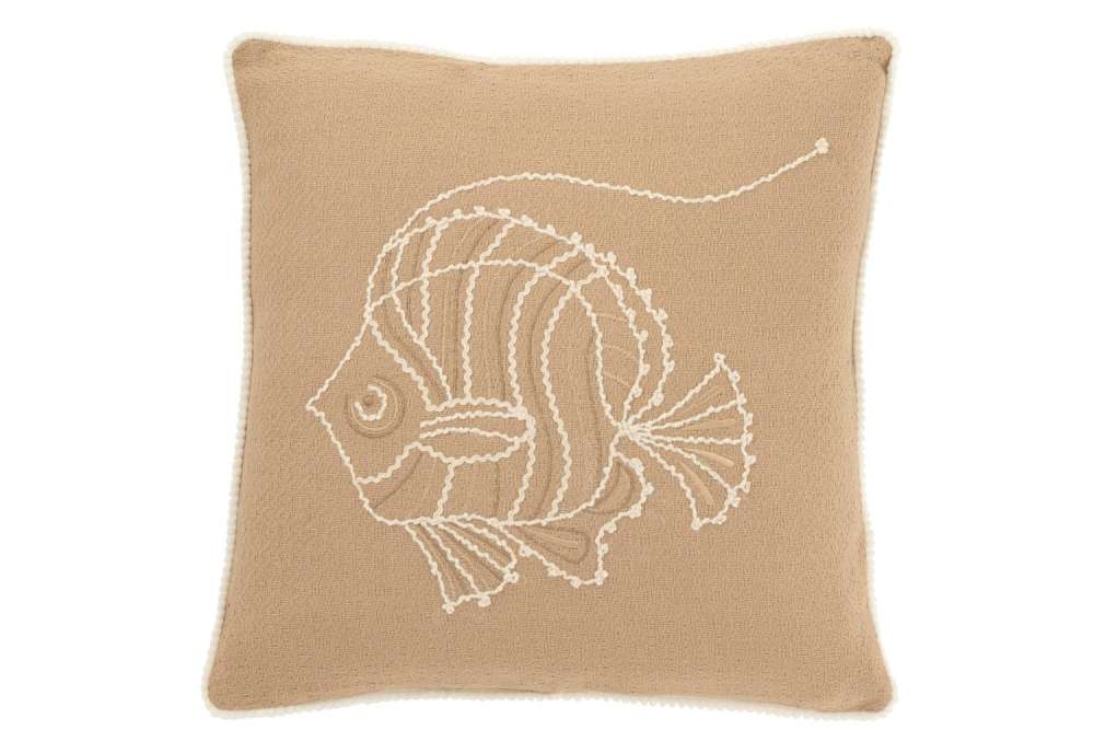 CUSHION FISH COTTON BEIGE/CREAM