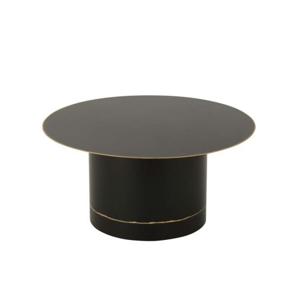 COFFEE TABLE CYLL BASE WITH GOLDEN BORDER ROUND IRON BLACK/GOLD COLORED LARGE