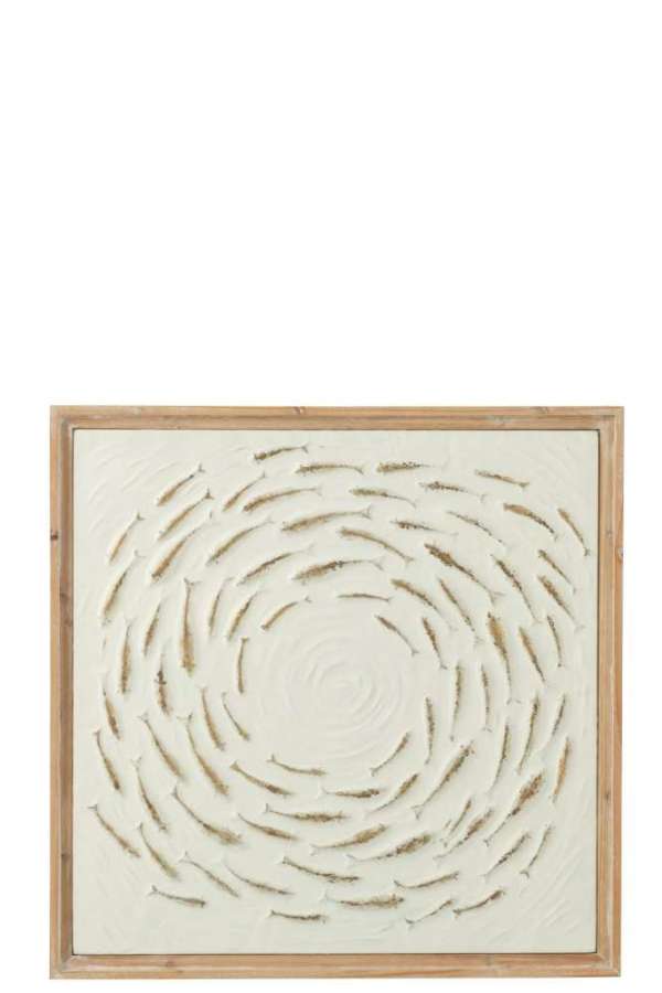 WALL DECORATION CIRCLE SCHOOL FISH ZOLI IRON/FIR WOOD MIX