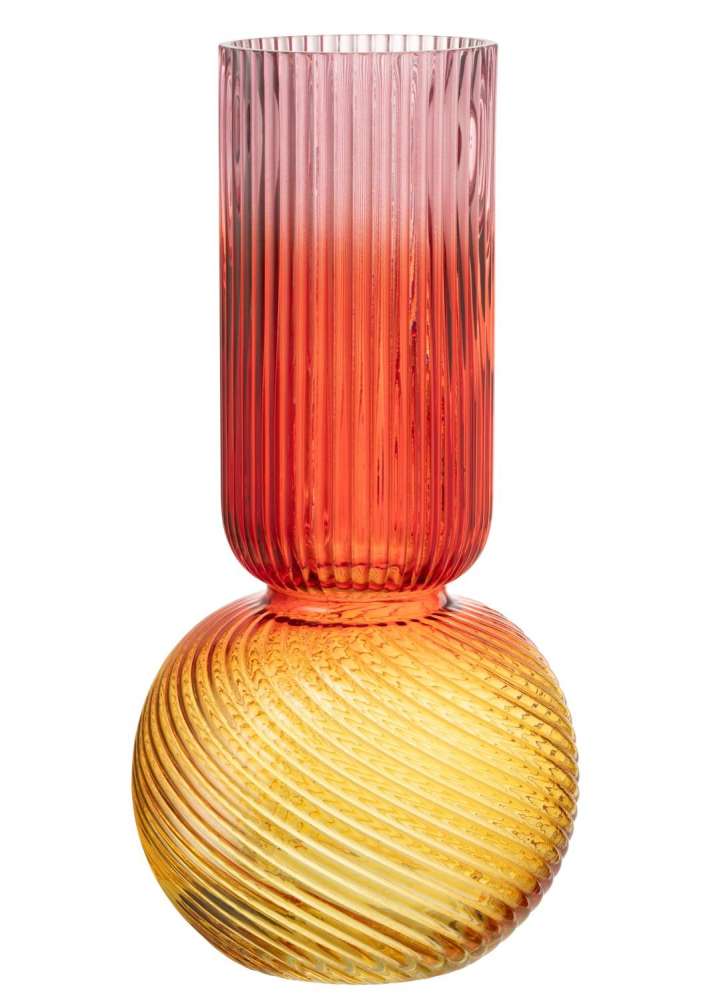 VASE AURORA GLASS RED/YELLOW LARGE