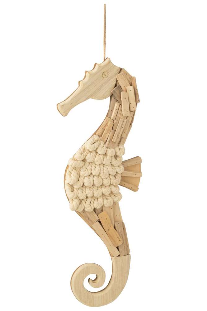HANGER SEAHORSE WOOD NATURAL LARGE