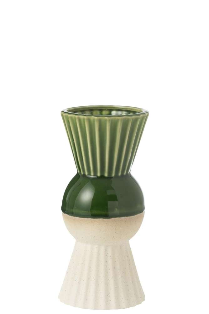 VASE REYA PORCELAIN WHITE/GREEN S