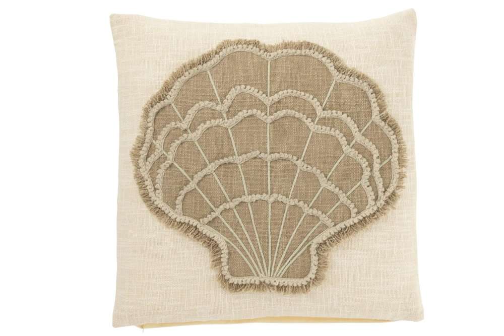 CUSHION SHELL COTTON WHITE/BEIGE