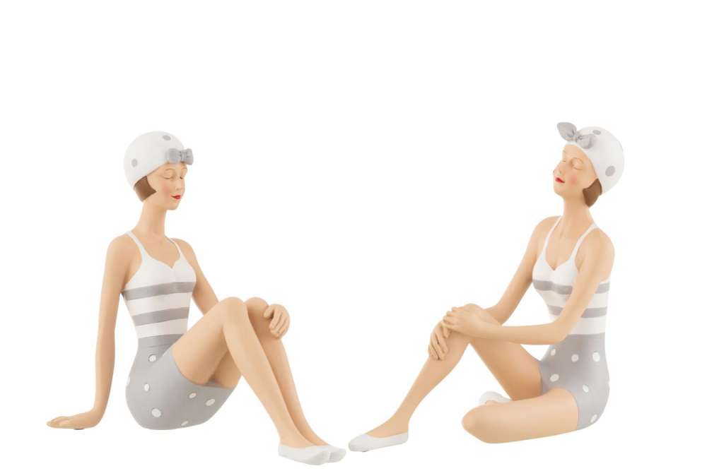 WOMAN SWIMSUIT SITTING POLY WHITE/GREY LARGE ASSORTMENT OF 2