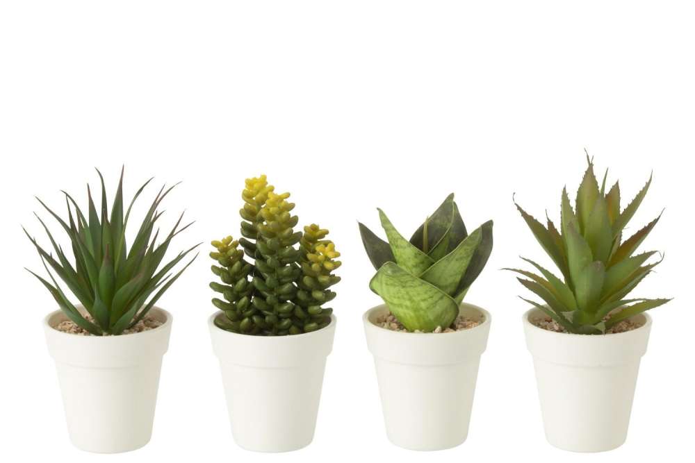 PLANTS IN POT ARTIFICIAL GREEN ASSORTMENT OF 4