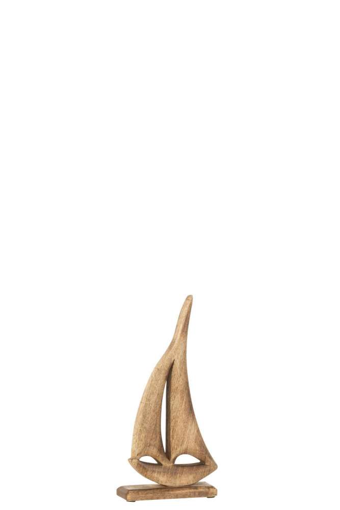 BOAT ON BASE MANGO WOOD DARK BROWN SMALL