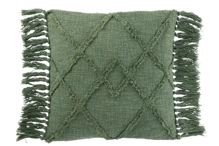 CUSHION SQUARE RHOMBUS COTTON POLYESTER DARK GREEN