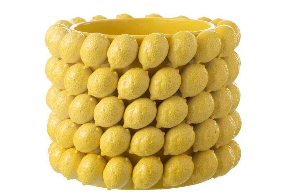 FLOWERPOT LEMONS CERAMIC YELLOW EXTRA LARGE