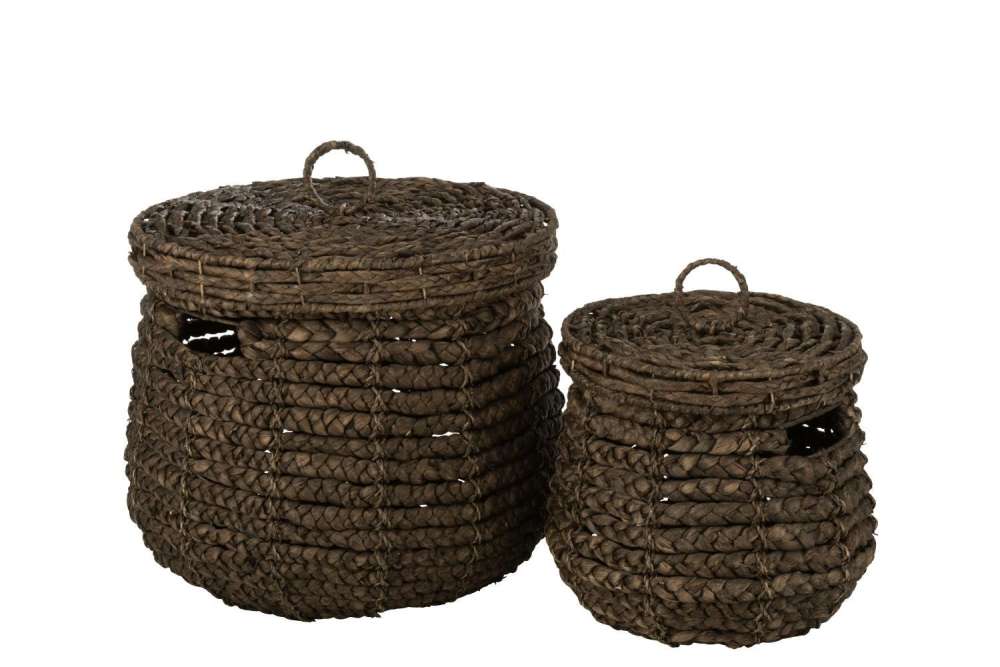 SET 2 BASKETS MAURICE WATER HYACINTH DARK BROWN