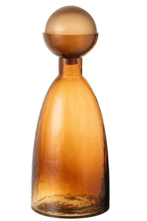 VASE BOTTLE+CAP YOKO GLASS BROWN LARGE