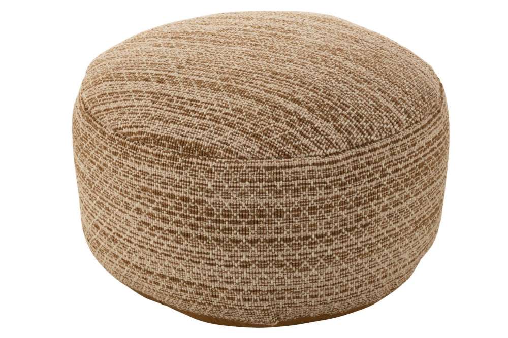 POUF ROUND SQUARES OUTDOOR POLYESTER BROWN/WHITE