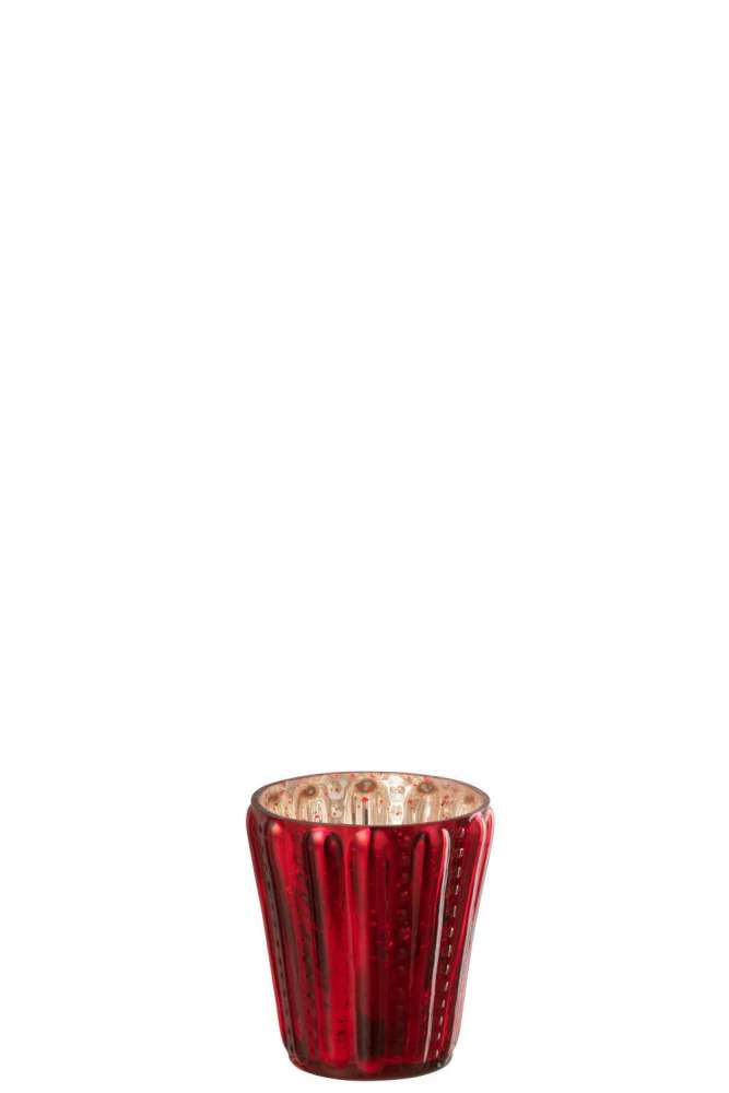 TEALIGHT HOLDER GLASS RED