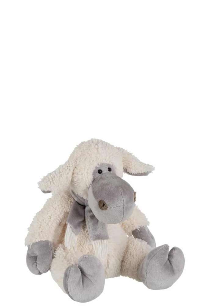 SHEEP+SCARF PLUSH ECRU/GREY MEDIUM