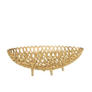 DISH OVAL RINGS ALUMINIUM GOLD LARGE