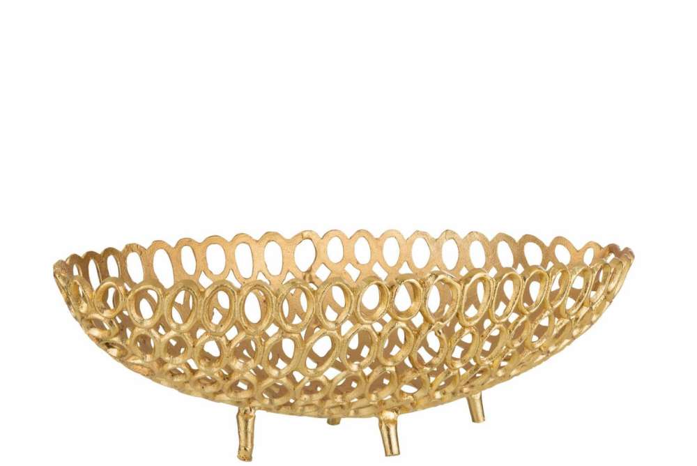 DISH OVAL RINGS ALUMINIUM GOLD LARGE