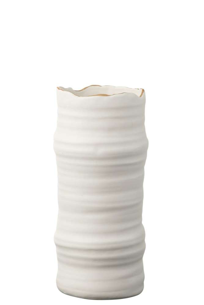 VASE LINES PORCELAIN WHITE/GOLD