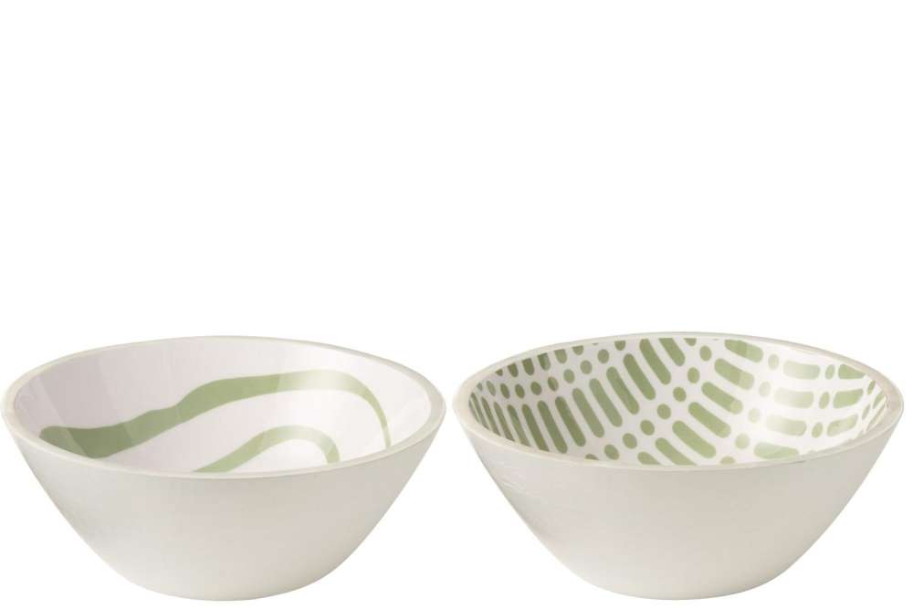 BOWL MANGO WOOD GREEN/WHITE LARGE ASSORTMENT OF 2
