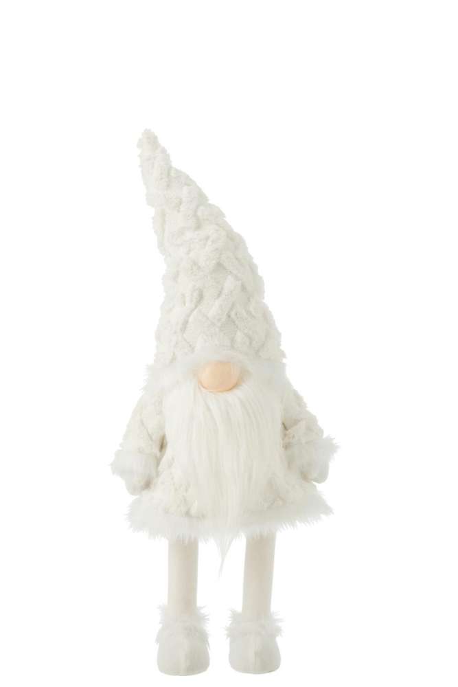 GNOME WHITE BEARD STANDING WOBBLING TEXTILE WHITE LARGE