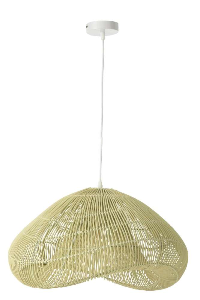 CEILING LAMP RATTAN BRAIDED METAL GREEN