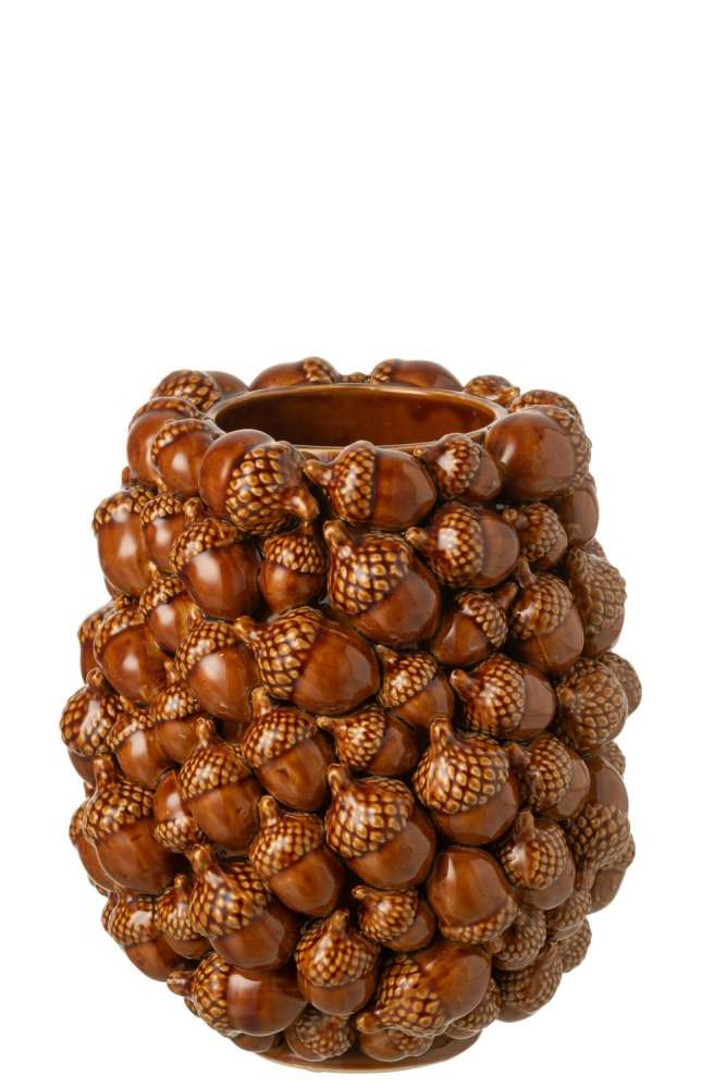 VASE NARROW KARPO STONEWARE BROWN SMALL