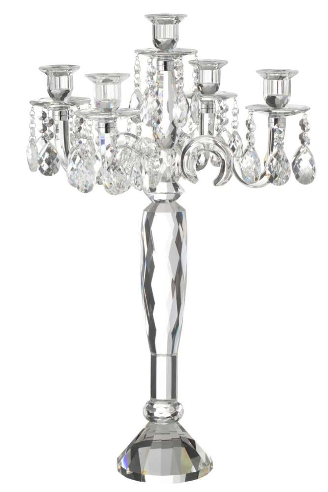 CANDLE HOLDER 5 ARMS CRYSTAL TRANSPARENT LARGE