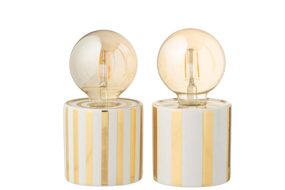 TABLE LAMP  STRIPED DOLOMITE GOLD COLORED/WHITE ASSORTMENT OF 2
