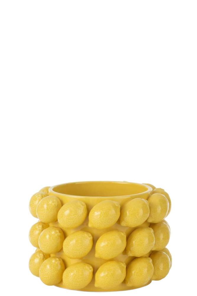 FLOWERPOT LEMONS CERAMIC YELLOW MEDIUM