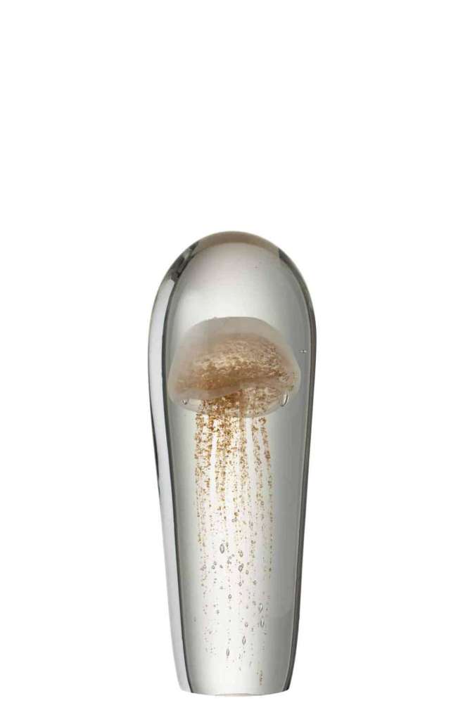 PAPERWEIGHT JELLYFISH GLASS GOLDEN LARGE