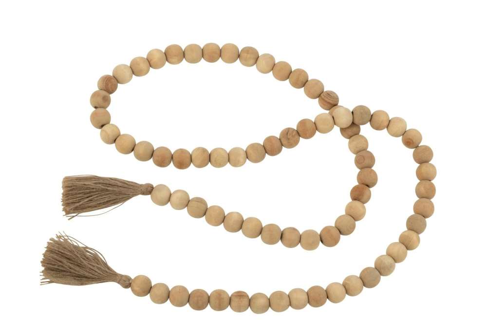 GARLAND BEAD TASSEL MANGO WOOD NATURAL
