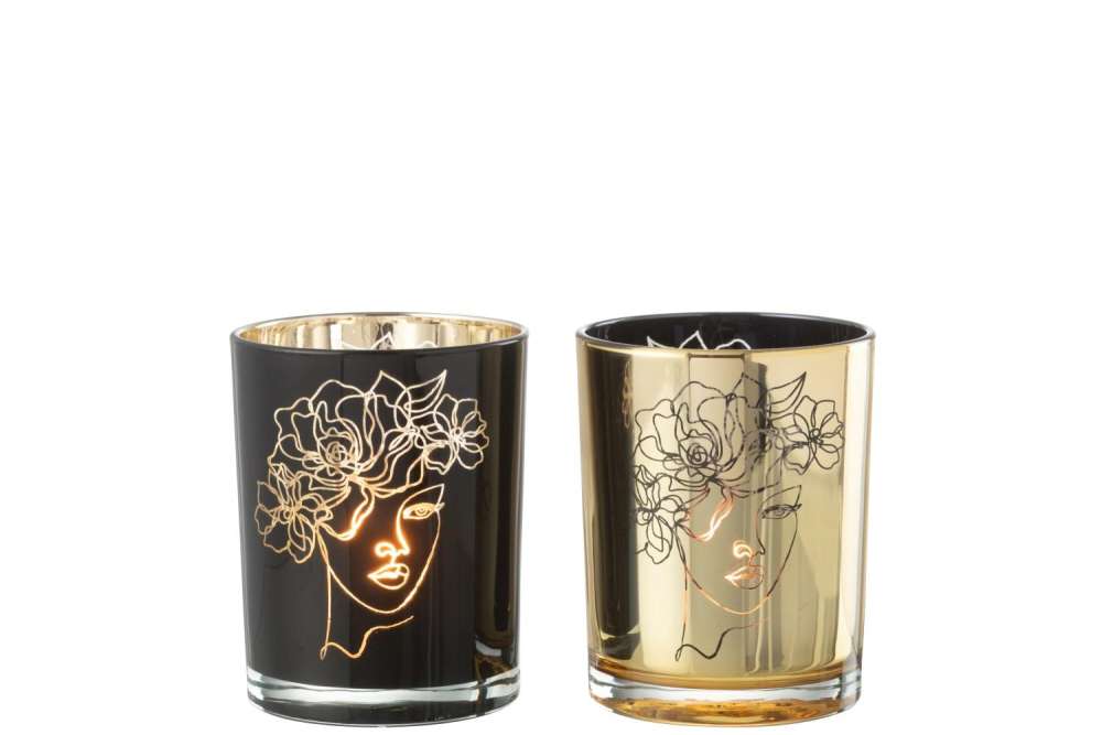 HURRICANE LADY HAIR FLOWERS GLASS BLACK/GOLD MEDIUM ASSORTMENT OF 2