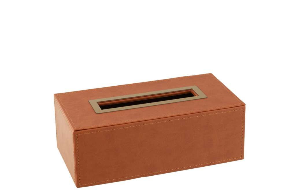 TISSUE BOX FAKE LEATHER COGNAC