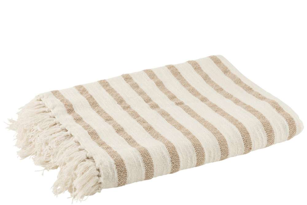 PLAID STRIPS COTTON WHITE/BROWN