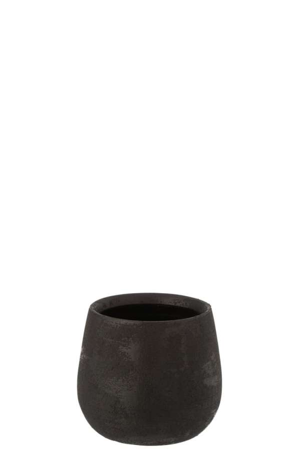 FLOWERPOT IRREGULAR ROUGH CERAMIC BLACK SMALL