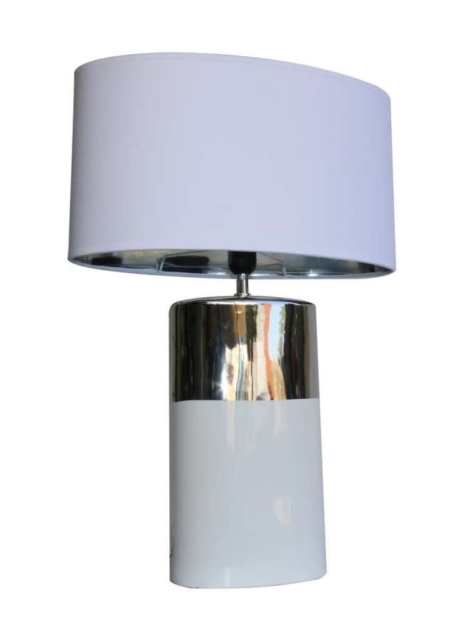 Lampe Base Hvit/Sølv Stor 21X14X46Cm