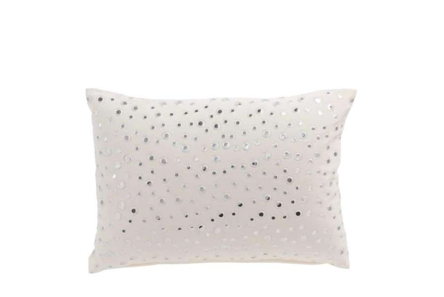 CUSHION RECTANGULAR MIRROR DROPS VELVET WHITE