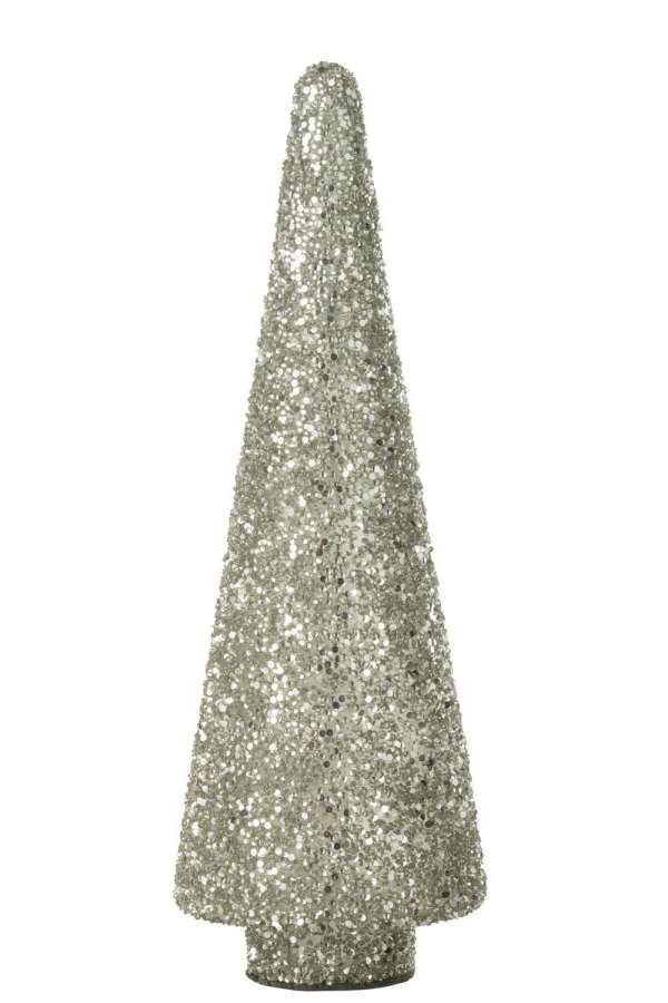 XMAS TREE GLITTER GLASS SILVER LARGE