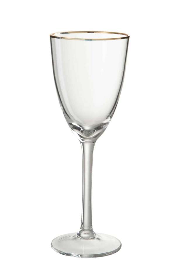 WINE GLASS  RED WINE GOLDEN BORDER GLASS TRANSPARENT/GOLD