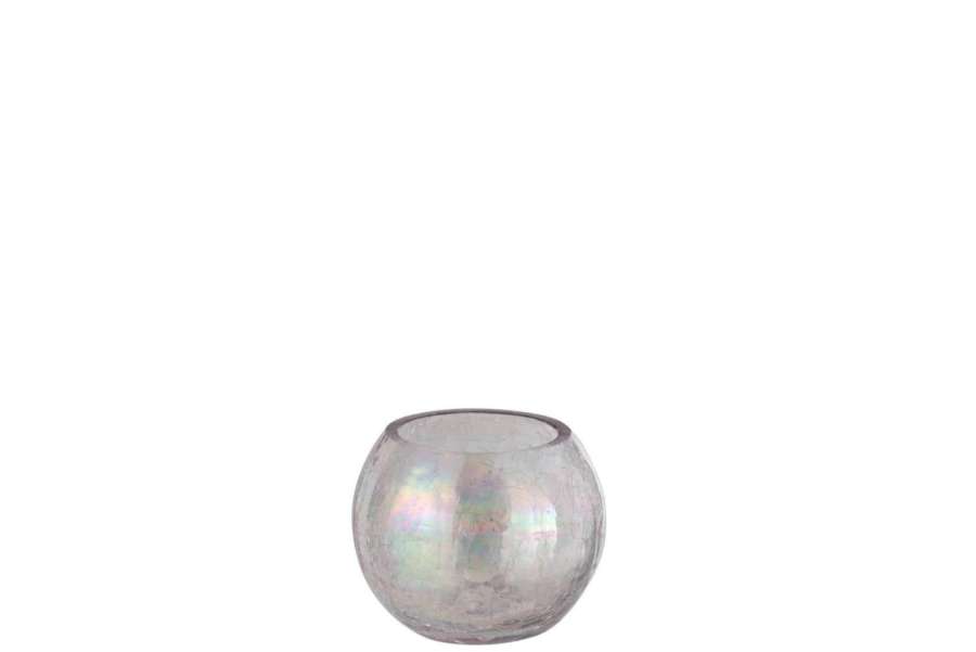 HURRICANE LIGHT BALL CRAQUELURE GLASS PEARL EFFECT PURPLE SMALL
