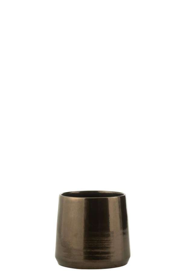 FLOWERPOT ROUND TERRA SHINY BRONZE MEDIUM