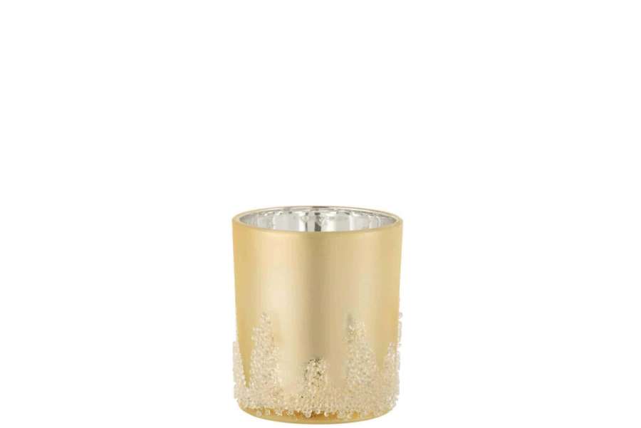 TEALIGHT HOLDER SUGAR FROSTED GOLD LARGE