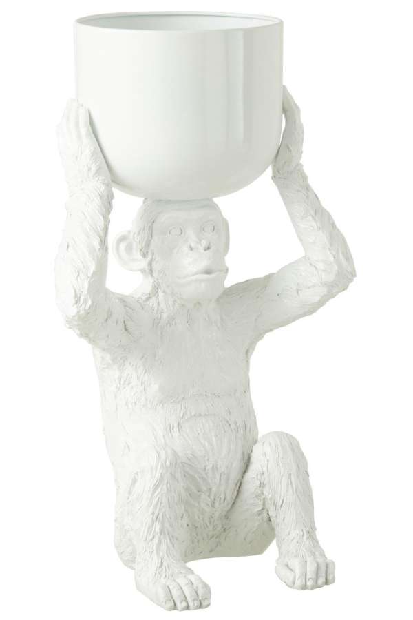 ICE BUCKET MONKEY POLYRESIN WHITE