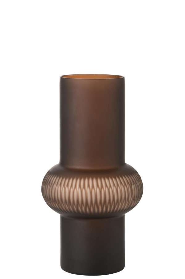 VASE STRIPE BALL GLASS BROWN SMALL