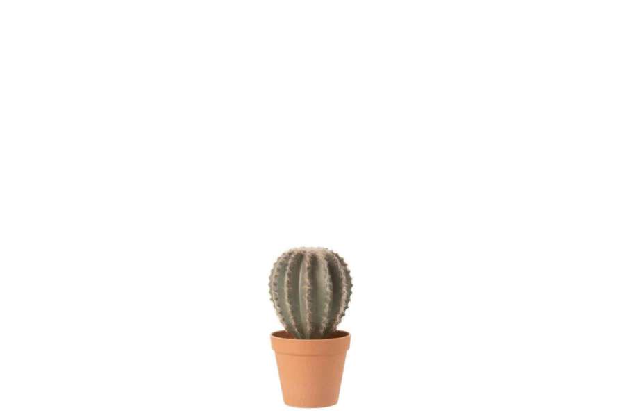 CACTUS BALL SHAPED+POT SYNTHETIC MATERIAL GREEN/TERRACOTTA LARGE